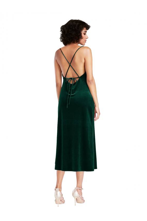 Midi Length Cowl Neck Velvet Short Slip Homecoming Dress Canada