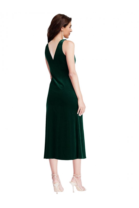 Cowl Neck Velvet Midi Length Homecoming Dress Canada