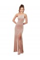 One Shoulder Stretch Velvet Homecoming Dress with Front Slit Canada