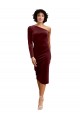 One Shoulder Fitted Short Midi Length Velvet Homecoming Dress Canada
