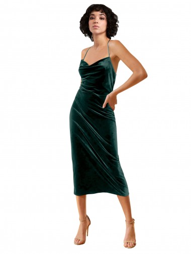 Midi Length Sleek Cowl Neckline Short Velvet Homecoming Dress Canada